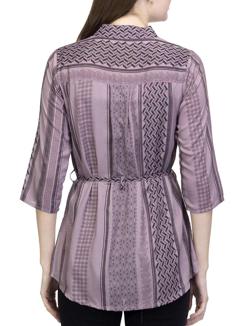 purple printed viscose regular tunic - 13431183 - Standard Image - 2