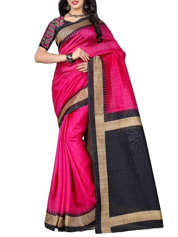 pink silk blend saree with blouse