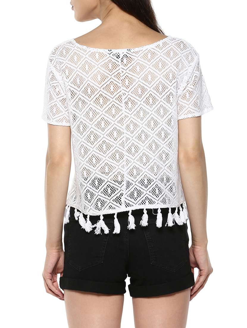 white cotton lace top - 13435524 - Standard Image - 2
