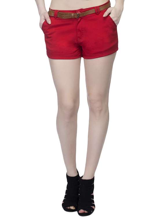red cotton hot pants