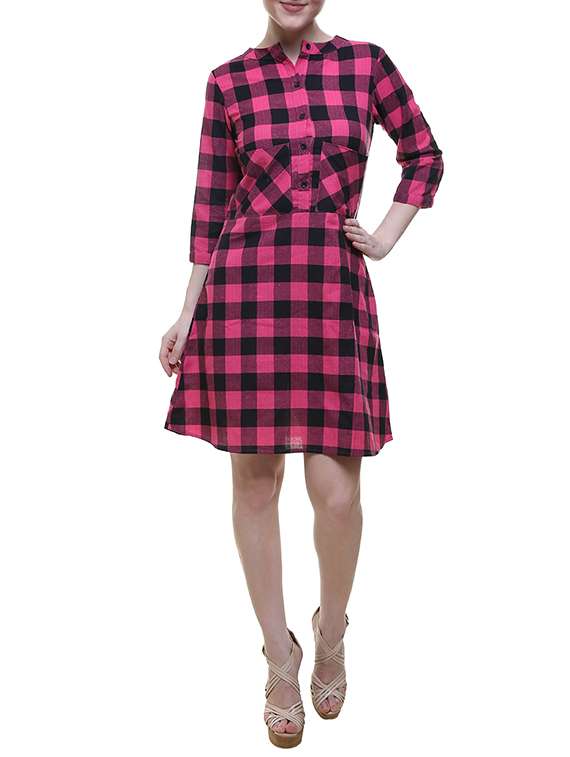 pink cotton aline dress