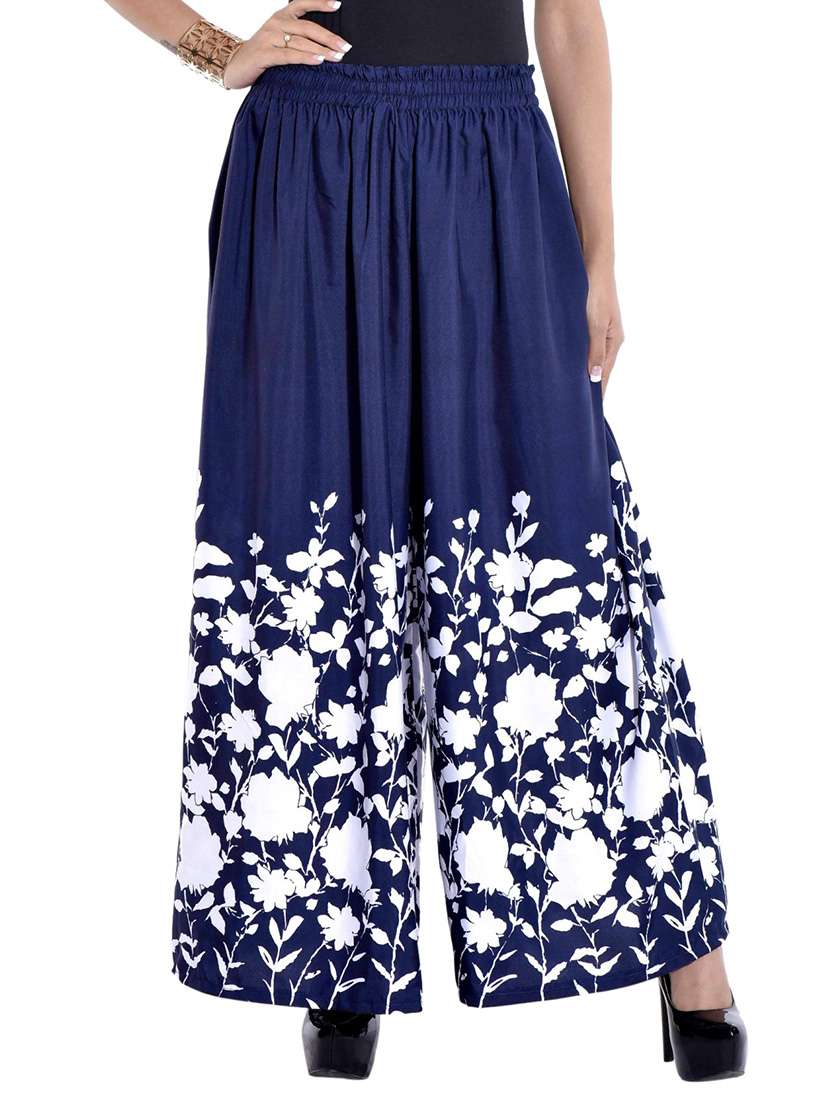 blue crepe palazzos