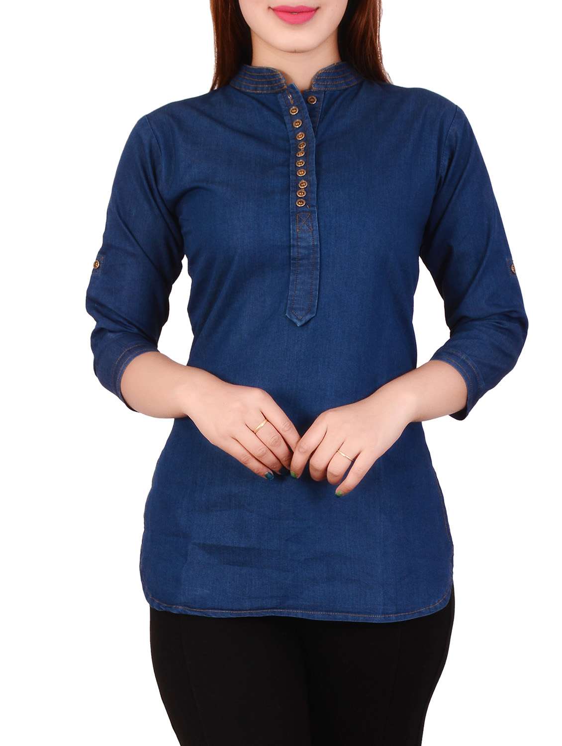 denim solid kurti