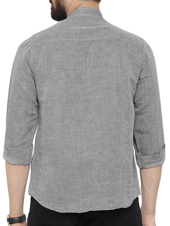 solid grey cotton kurta - 13447532 - Standard Image - 2