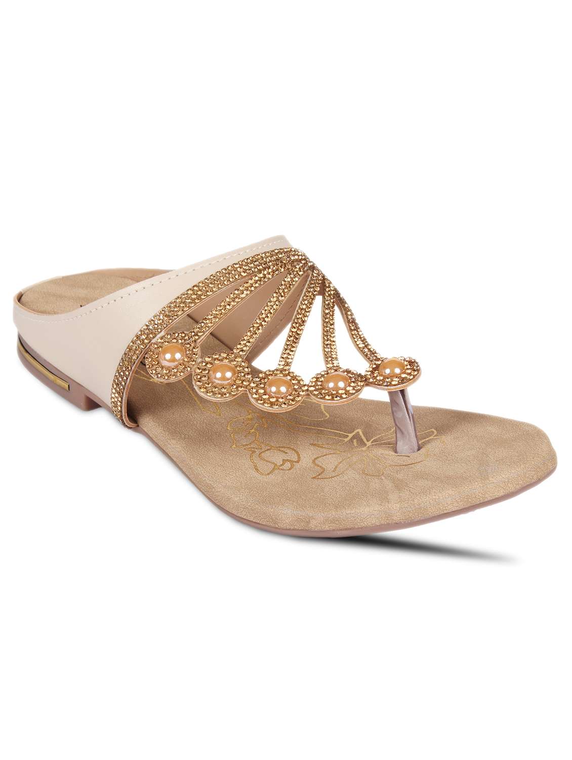 gold faux leather toe separator sandals