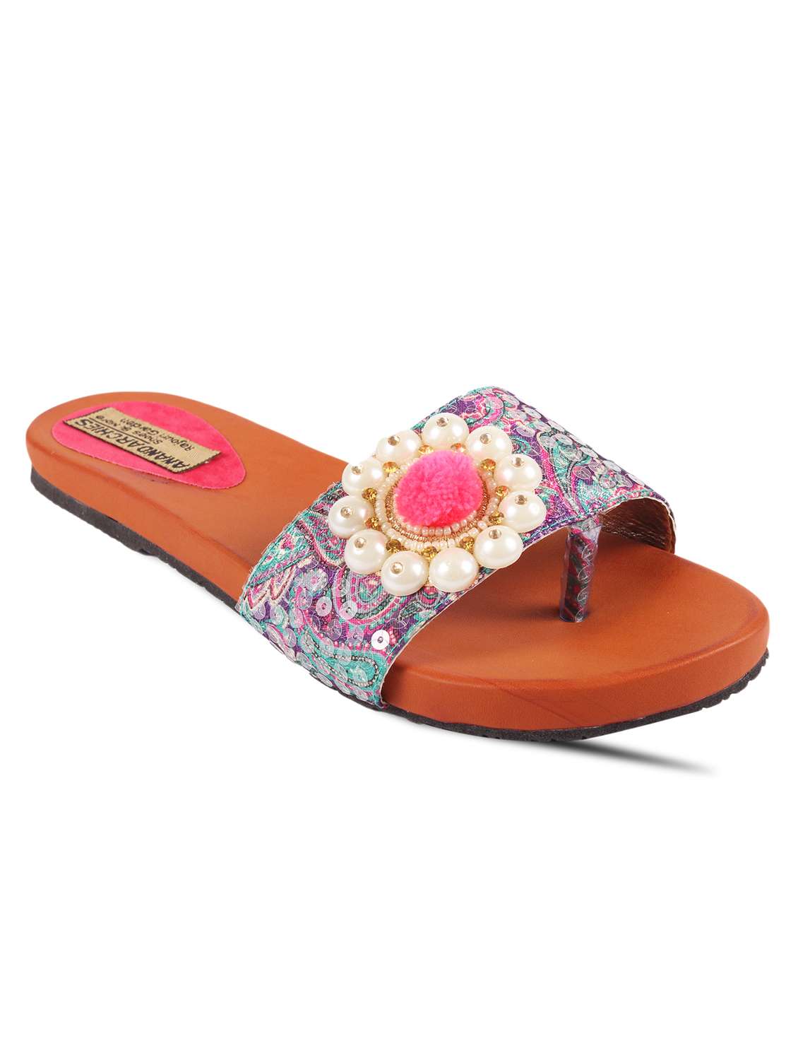 pink faux leather toe separator sandals