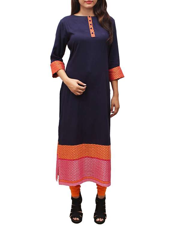 purple rayon printed long kurta