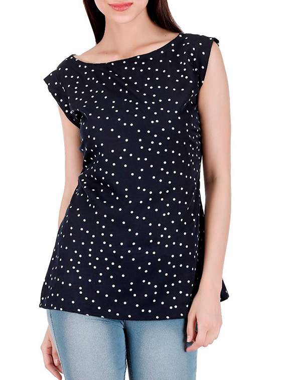 navy blue crepe regular top