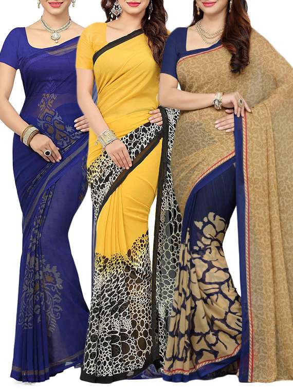 multi colored combos saree(set of 3) with blouse