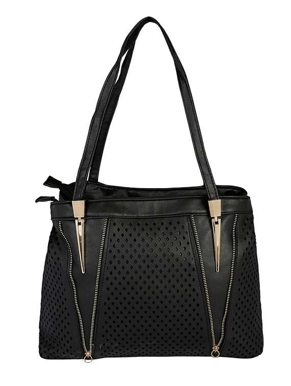 black leatherette handbag