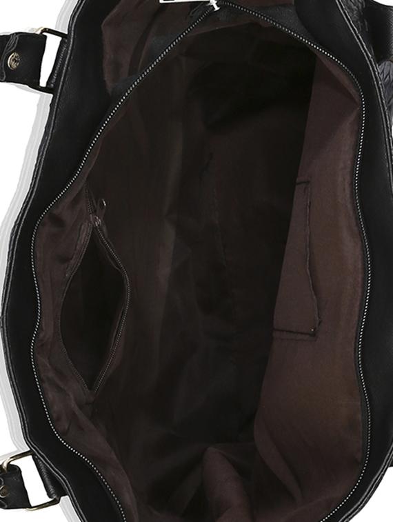 black leatherette weaved handbag - 13465903 - Standard Image - 2