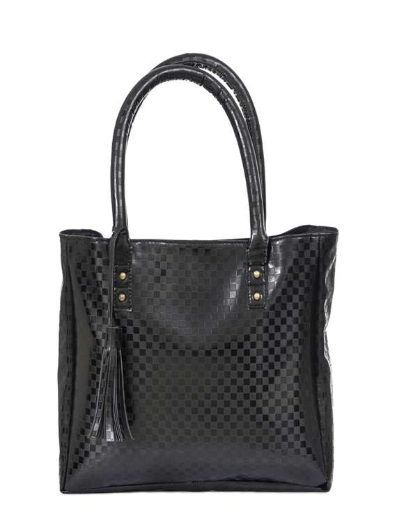 black leatherette tote
