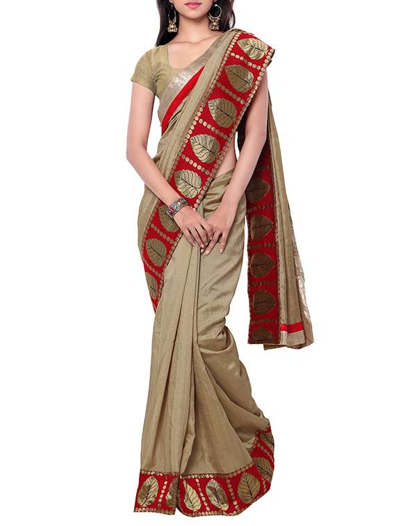 beige bordered silk  saree with blouse