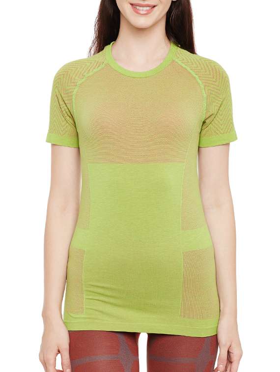 green printed cotton regular tee