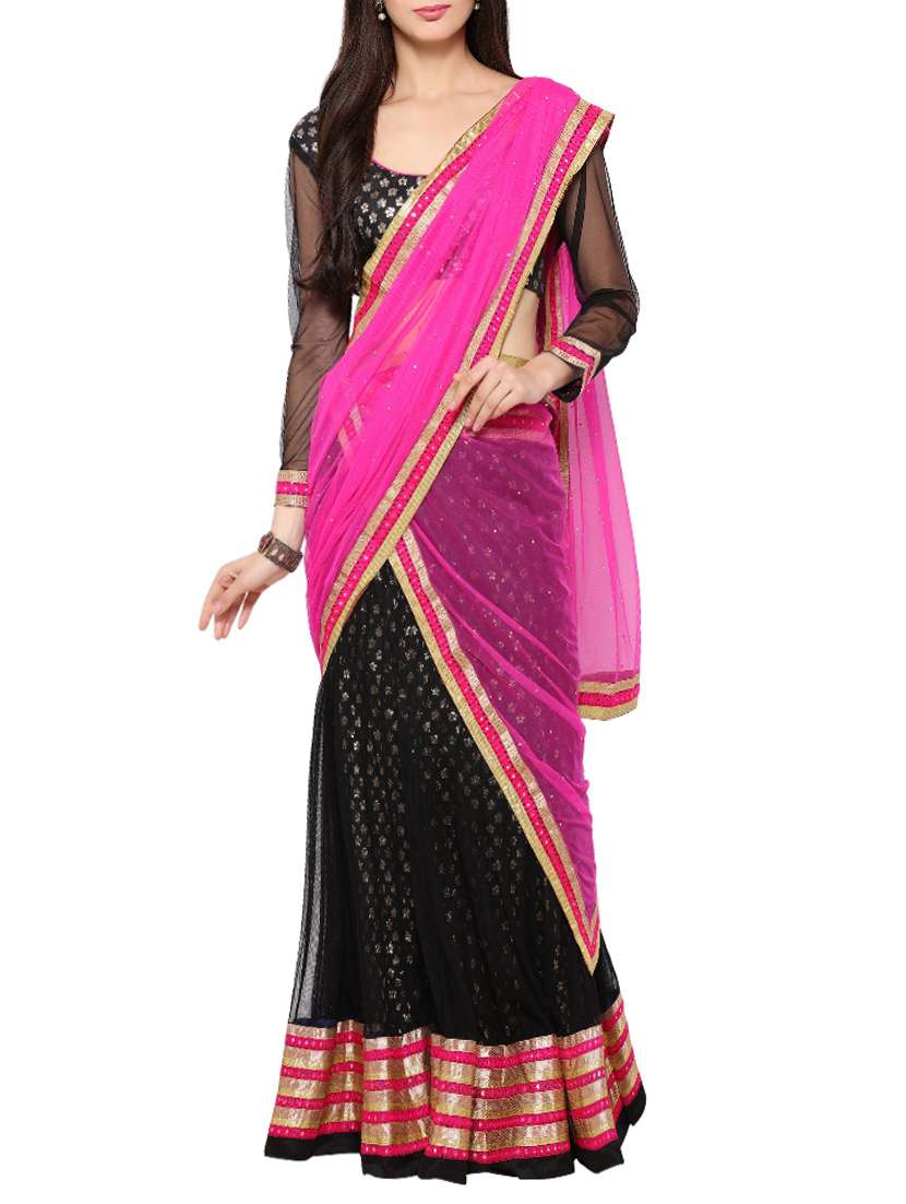 black net aline lehenga