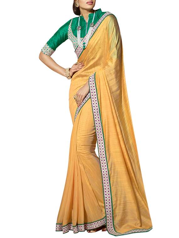 Yellow Cotton Bordered Saree With Blouse