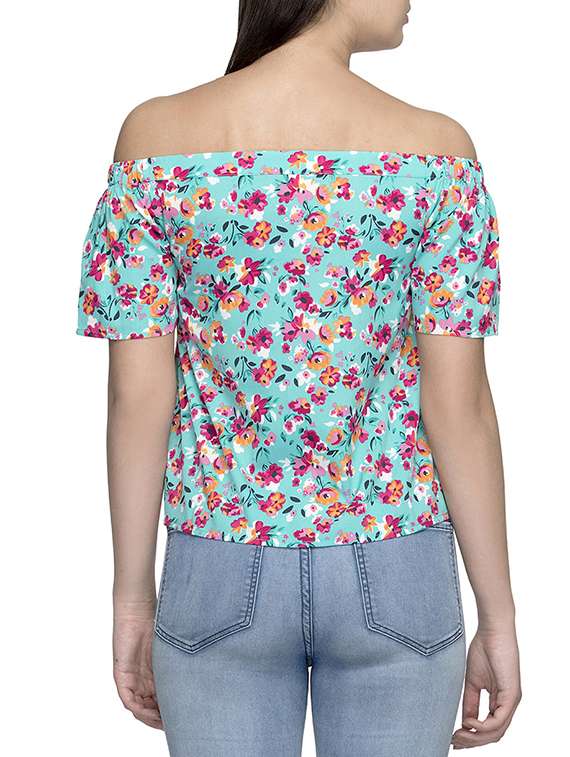 blue floral printed regular top - 13600003 -  Standard Image - 2