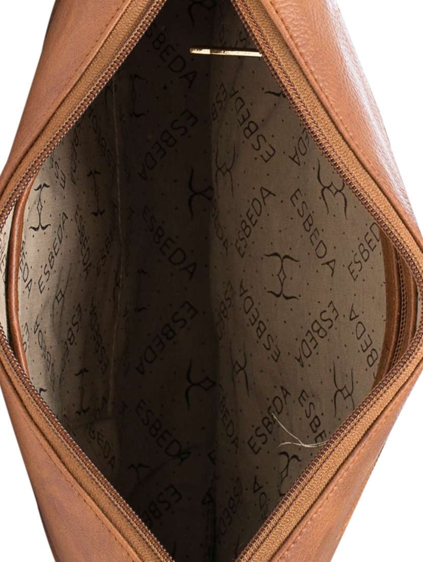 brown leatherette structured sling bag - 13601750 - Standard Image - 2