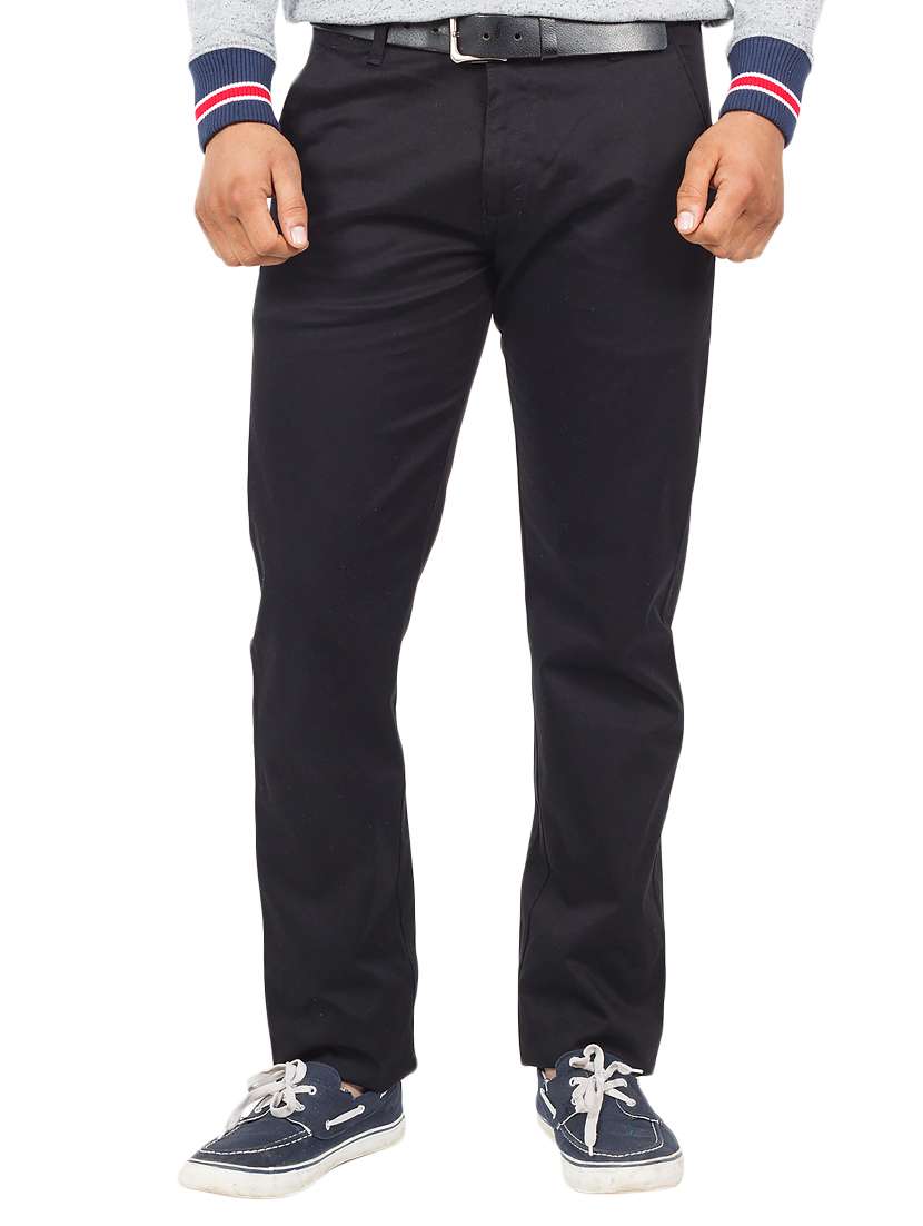 black cotton chinos casual trousers