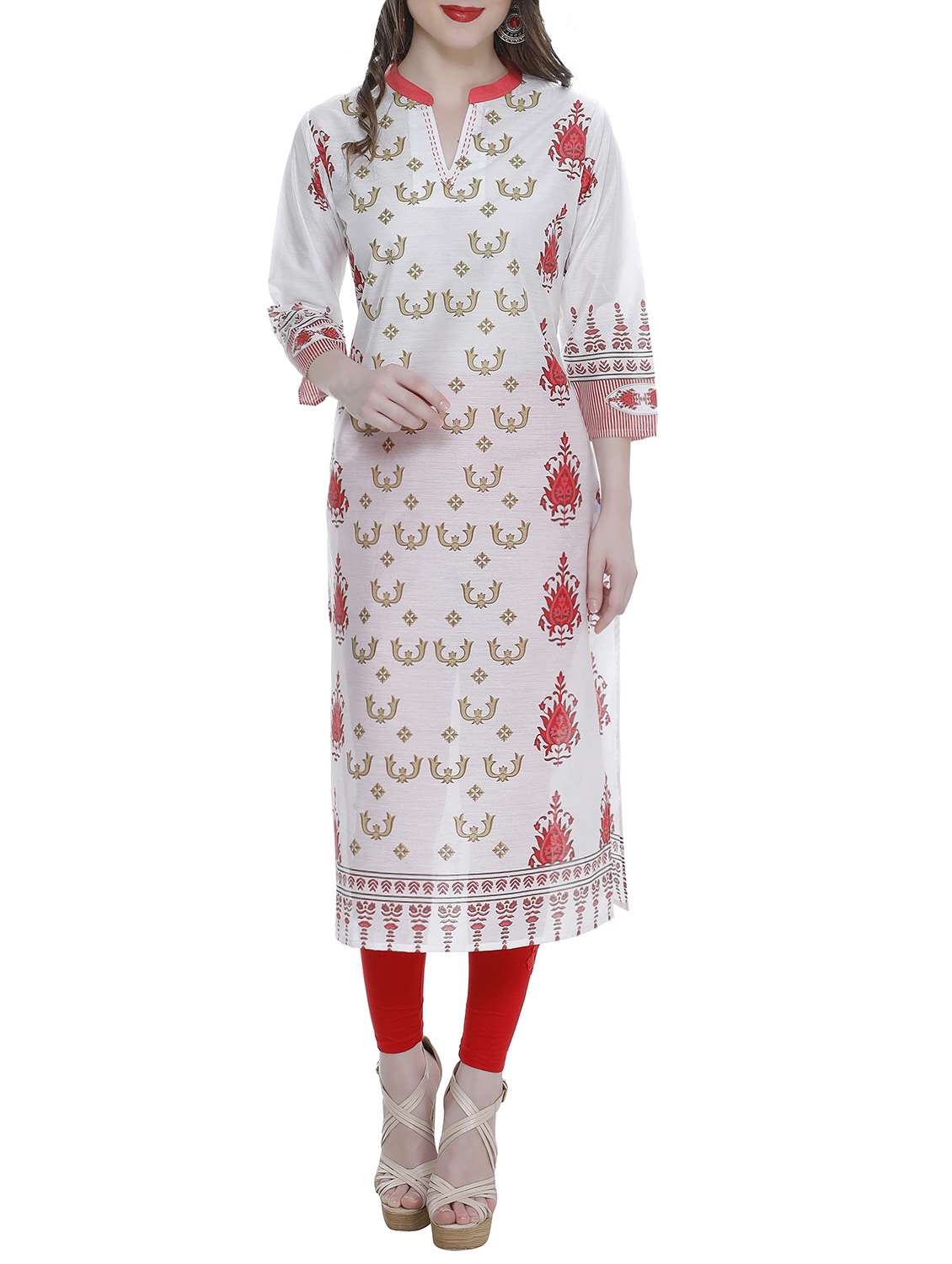 white cotton straight kurta
