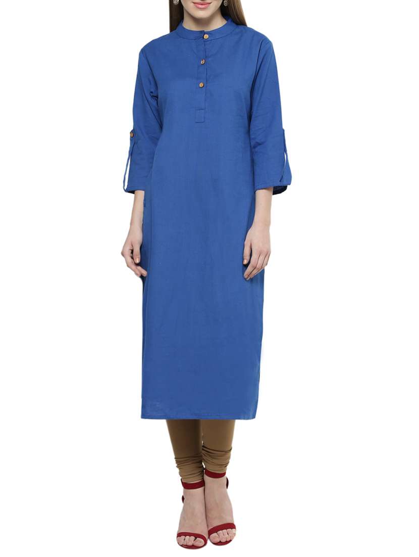 blue khadi straight kurta