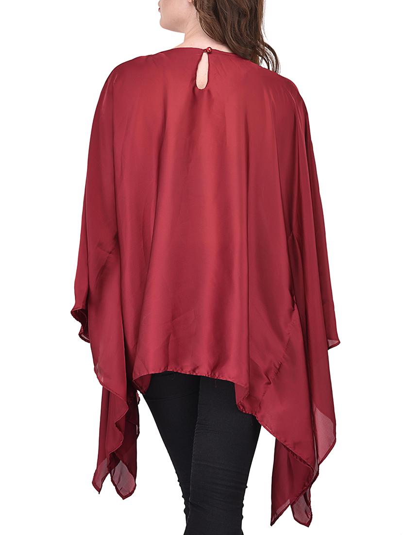 solid maroon satin kaftan - 13650640 - Standard Image - 2