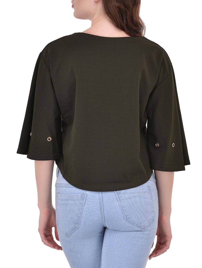 olive viscose crop top - 13651092 - Standard Image - 2