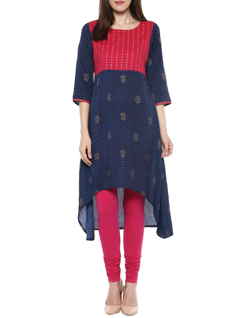 blue rayon high low kurta