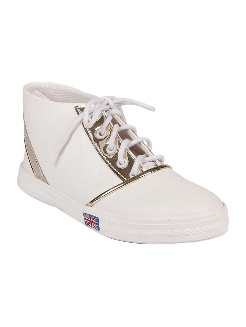 white faux leather laceup sneakers