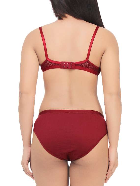 red cotton bra and panty set - 13656820 - Standard Image - 2