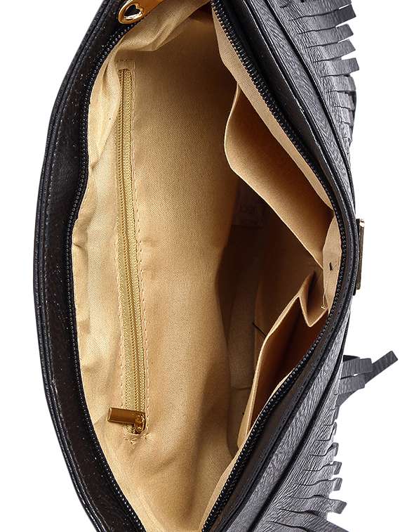 black leatherette printed sling bag - 13659681 - Standard Image - 2