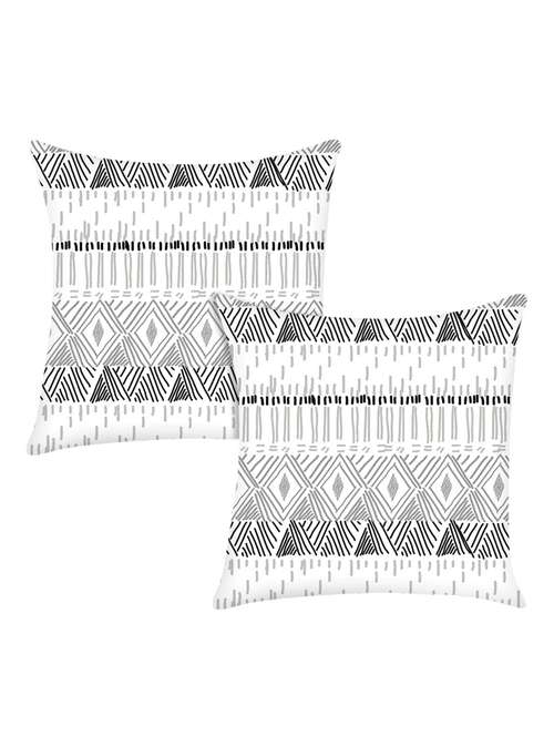 white digitally printed set of 2 satin cushion cover - 13662537 -  Standard Image - 0