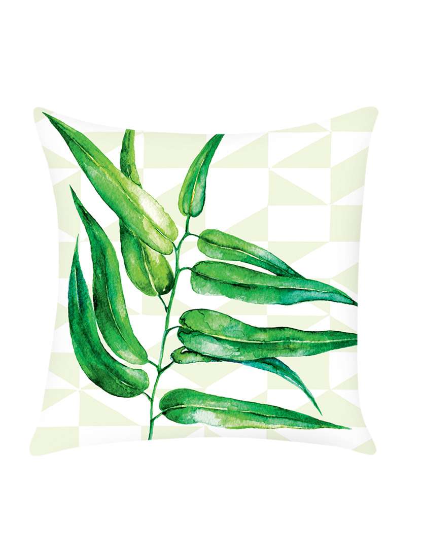 white digitally printed satin cushion cover