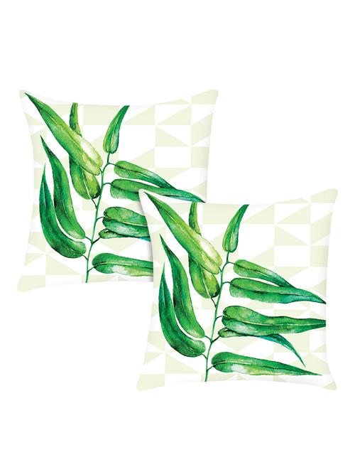 white digitally printed set of 2 satin cushion cover - 13662551 - Standard Image - 0