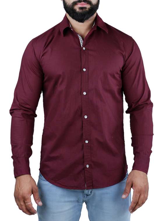 red cotton casual shirt