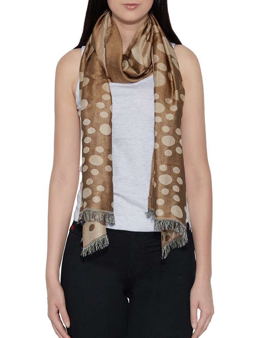 beige silk blend scarf