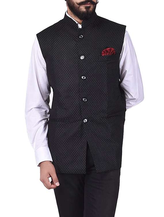 black cotton nehru jacket