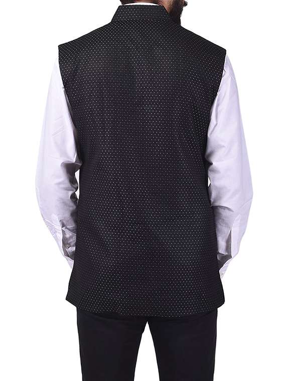 black cotton nehru jacket - 13665862 -  Standard Image - 2