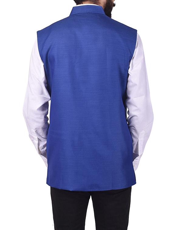 blue cotton nehru jacket - 13665863 - Standard Image - 2