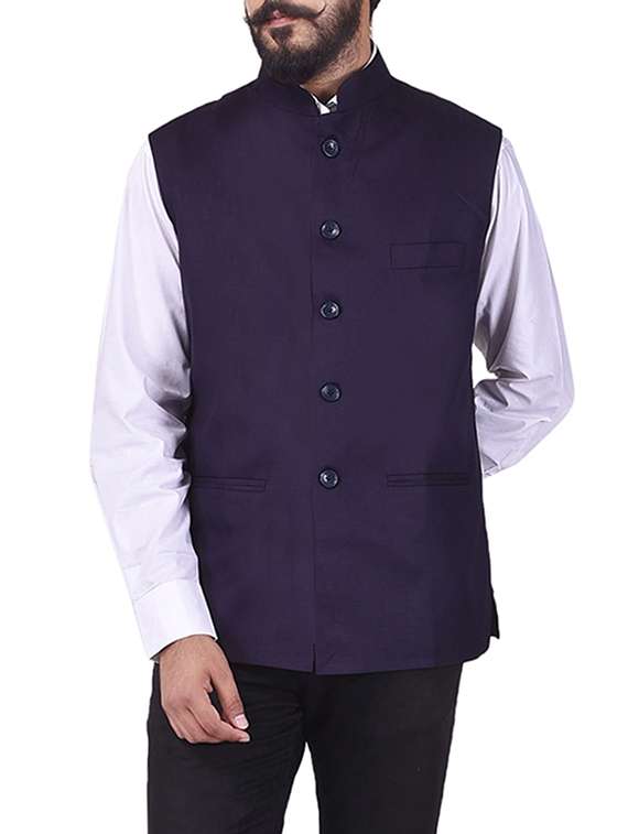 purple cotton nehru jacket
