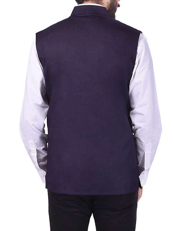 purple cotton nehru jacket - 13665864 -  Standard Image - 2