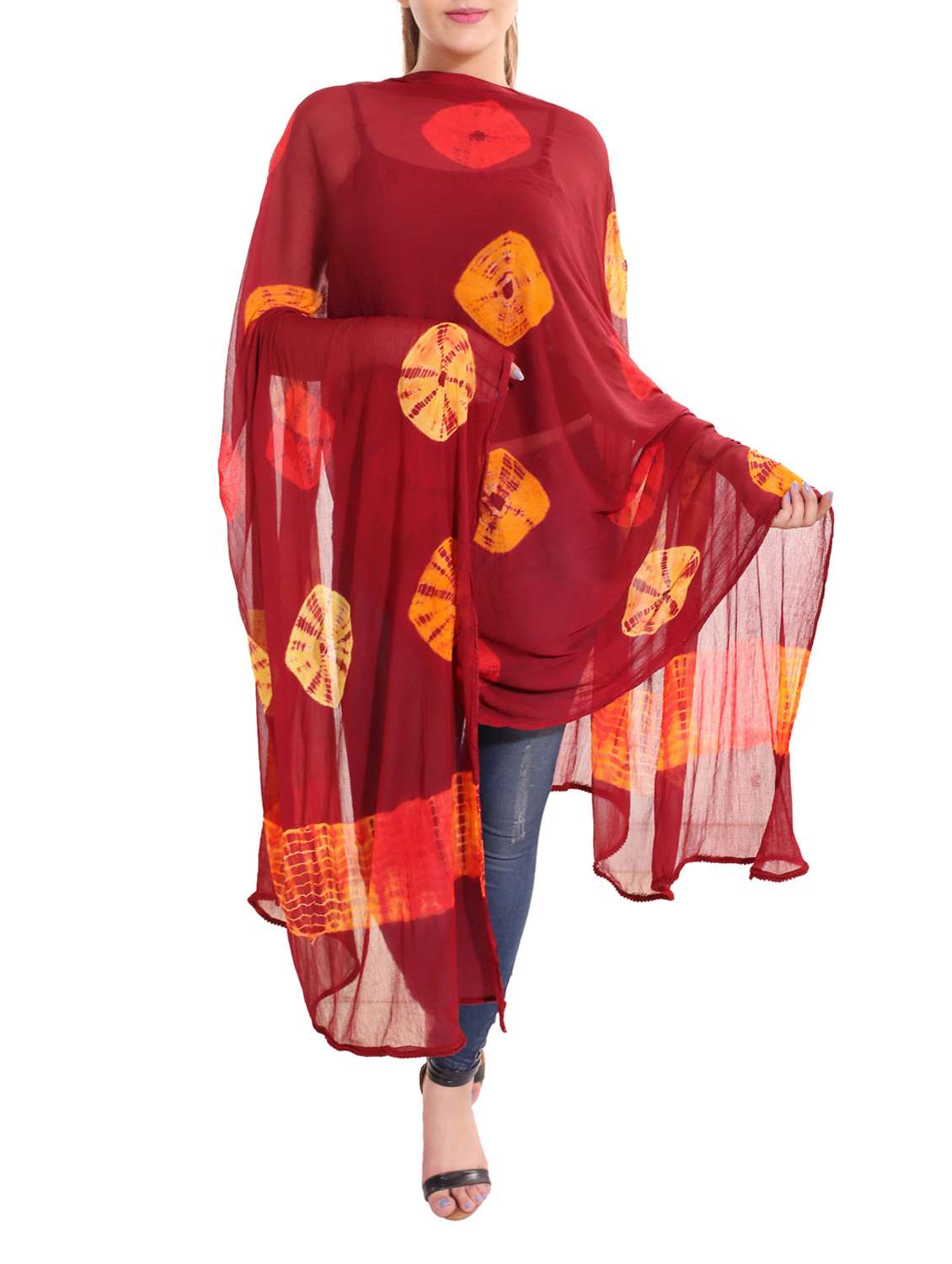 maroon chiffon dupatta