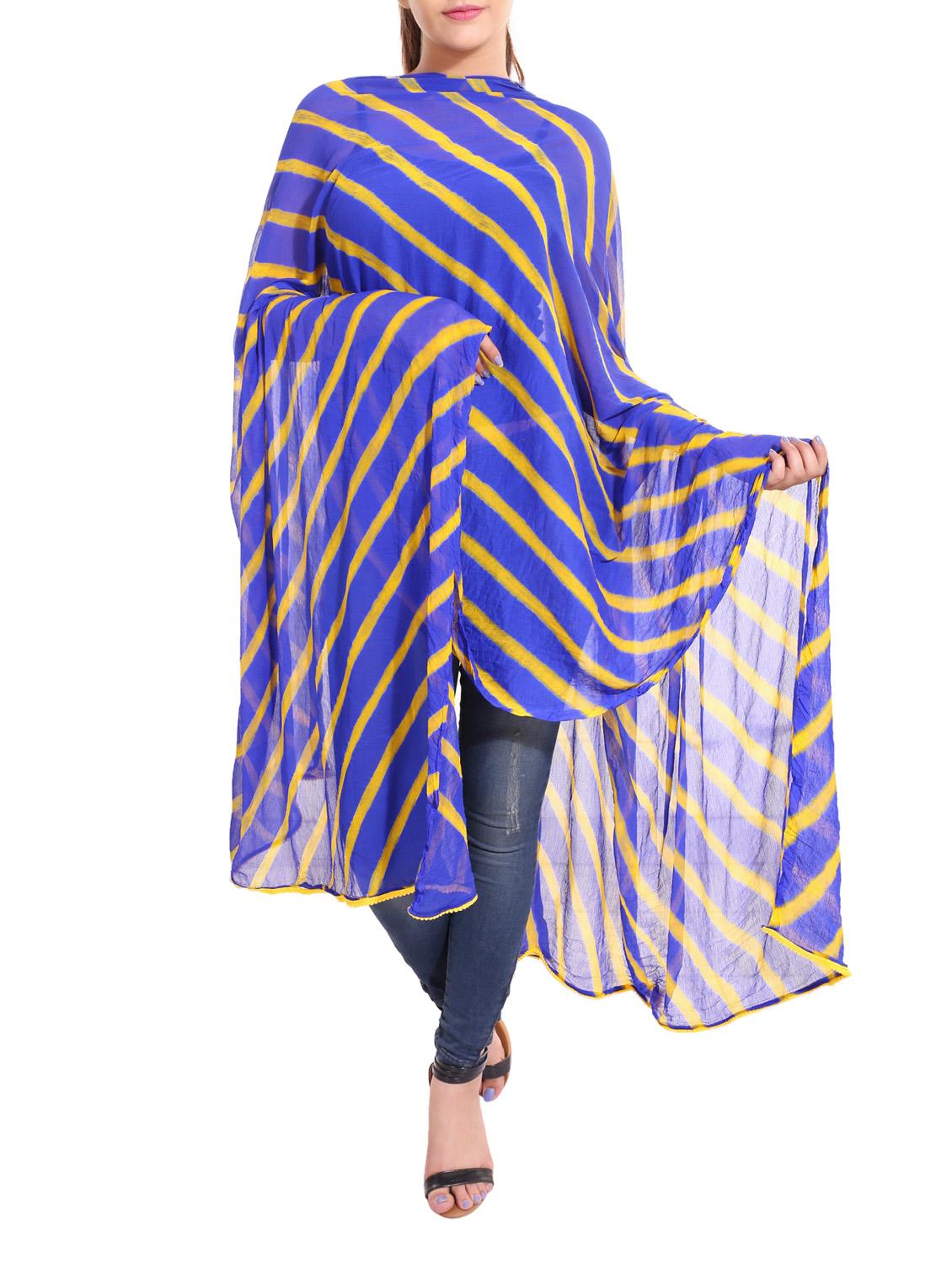 blue leheriya dupatta - 13666975 -  Zoom Image - 0