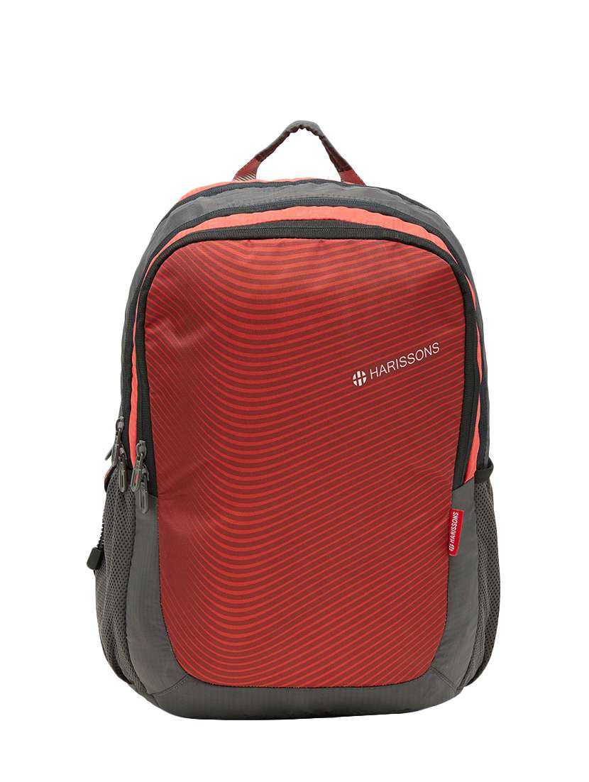 red polyester backpack