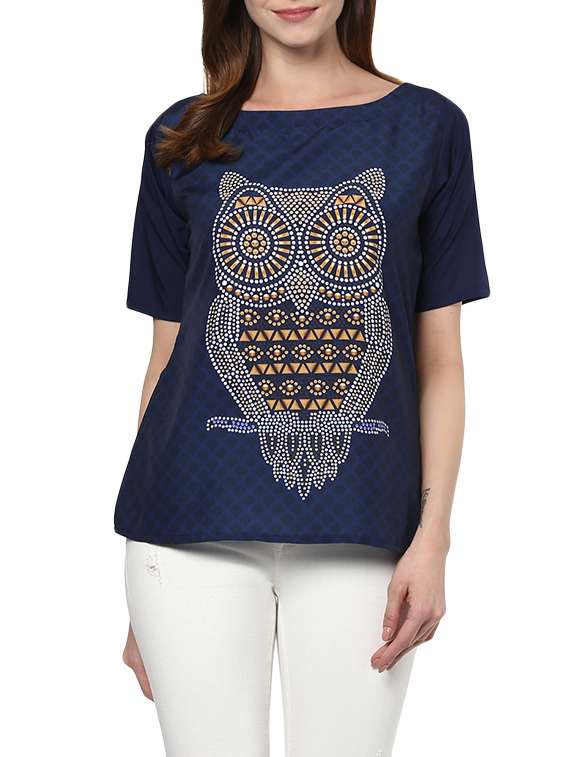 blue crepe regular top