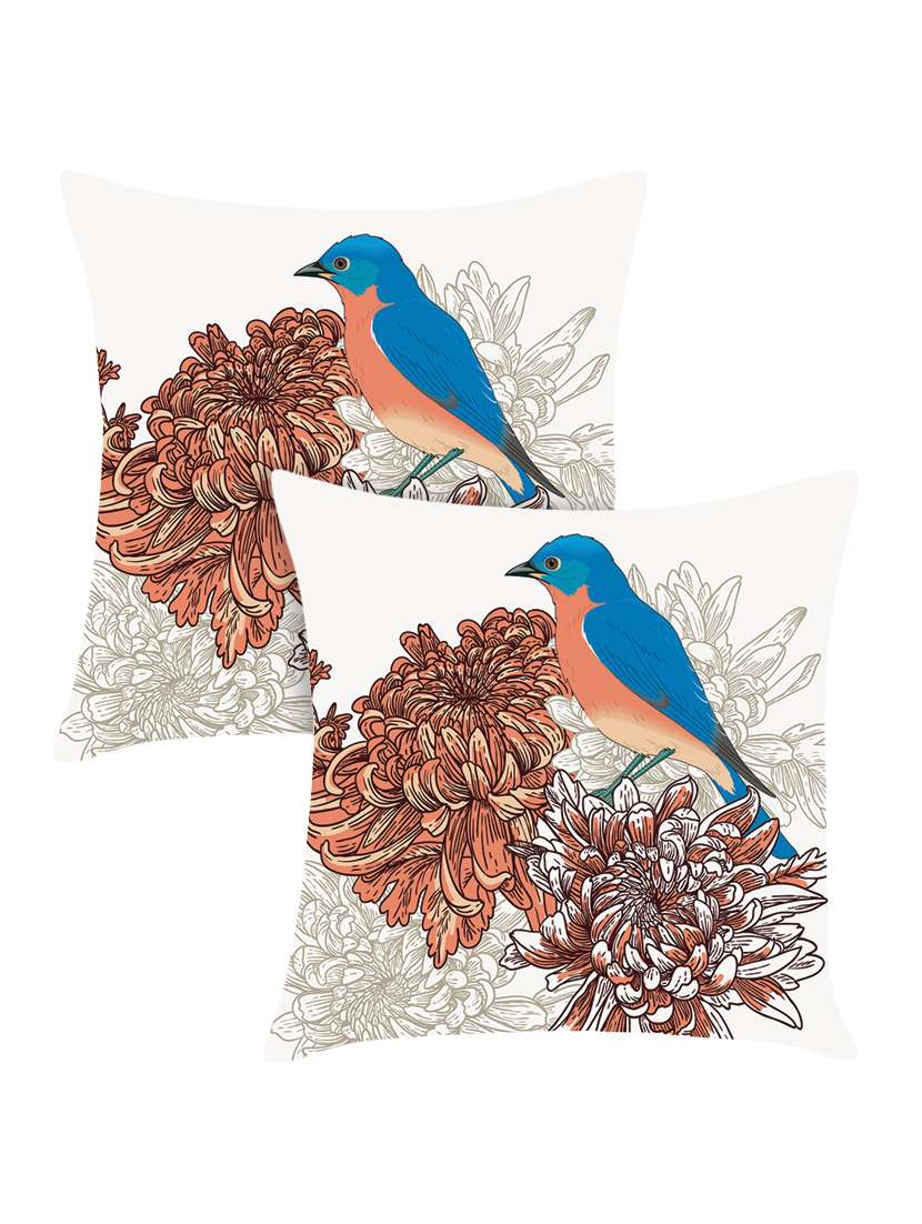 digitally printed cushion cover with bird design set of two
