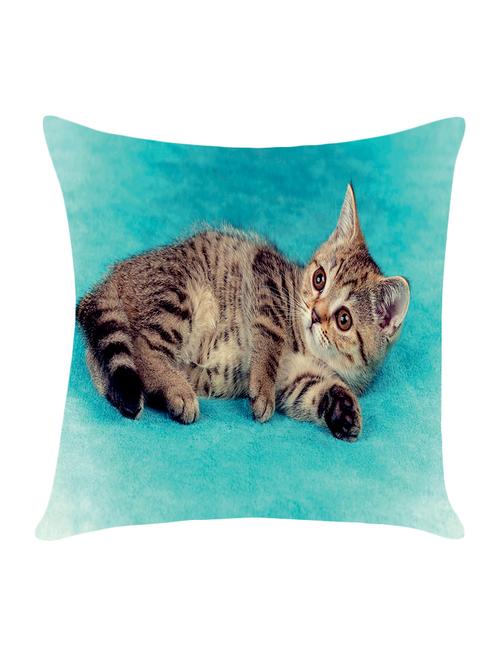 digitally printed cushion cover with cat with blue background design - 13667864 - Standard Image - 0