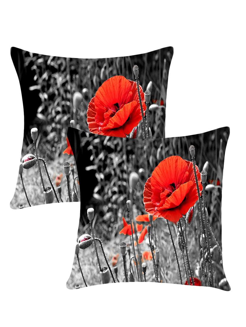 digitally printed cushion cover with floral and dots design set of two - 13667869 - Zoom Image - 0