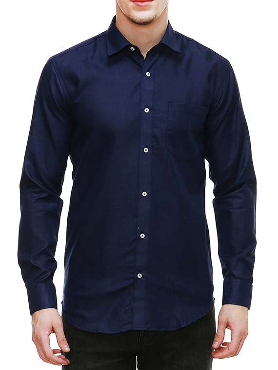 navy blue cotton casual shirt