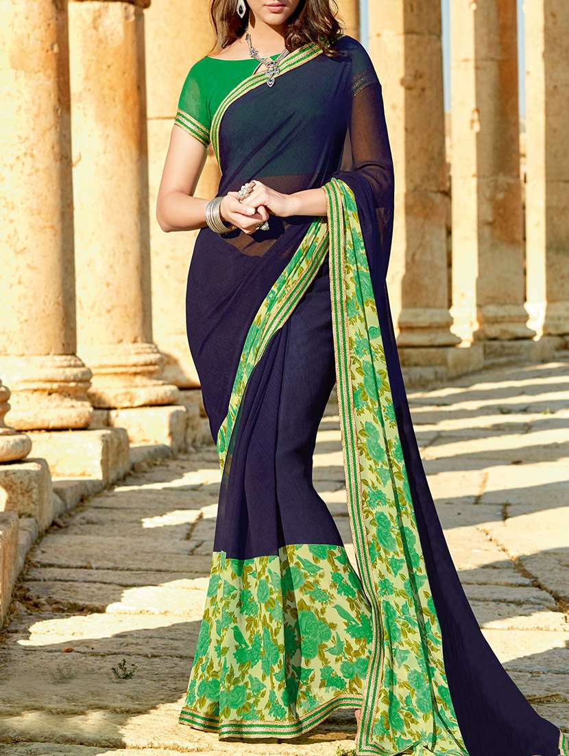floral printed saree with blouse